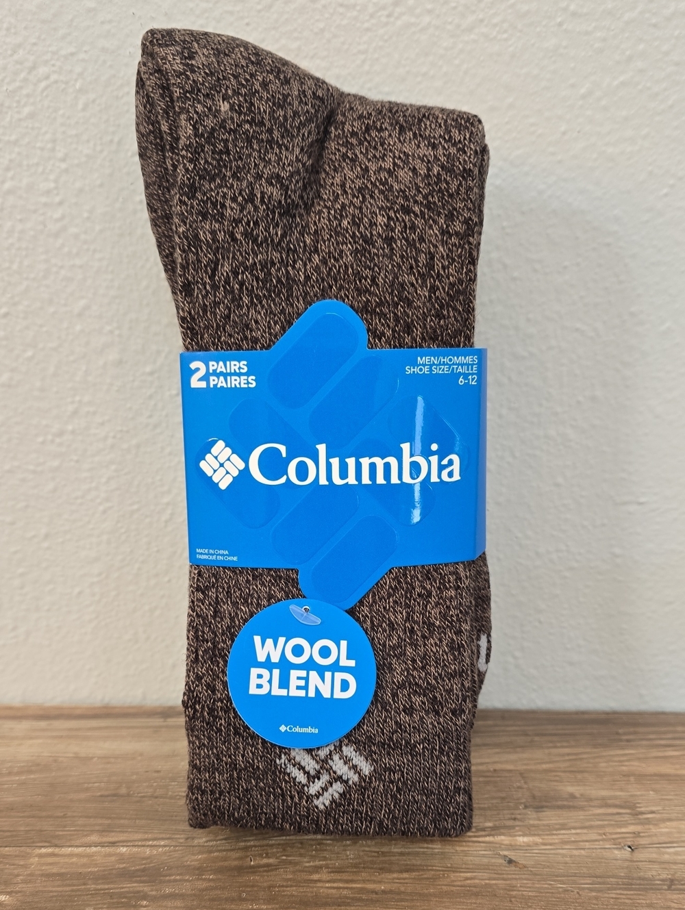 Columbia Charcoal Marl Wool Blend Crew Socks — 2 Pairs